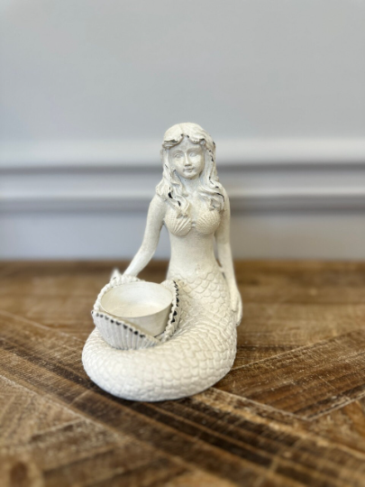 White Mermaid Resin Candle Holder