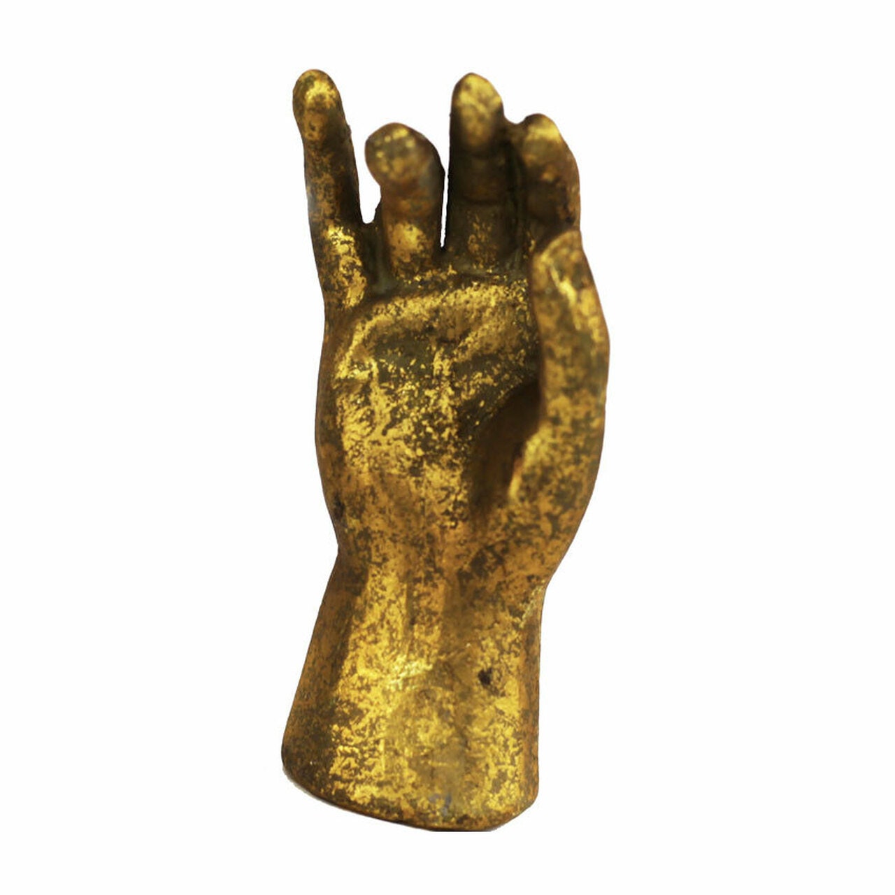 Heavy Pewter Gold Leaf Saint Hand Statue