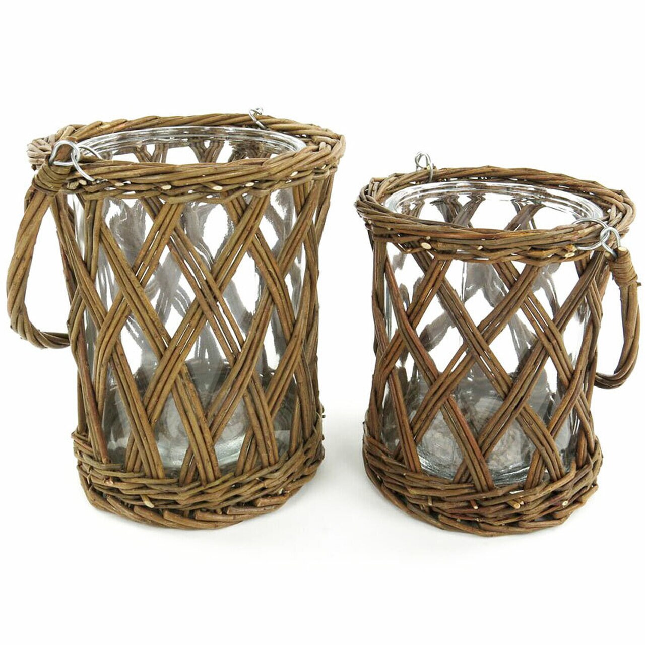 Classic Wicker Vase and Thick Glass with Handle