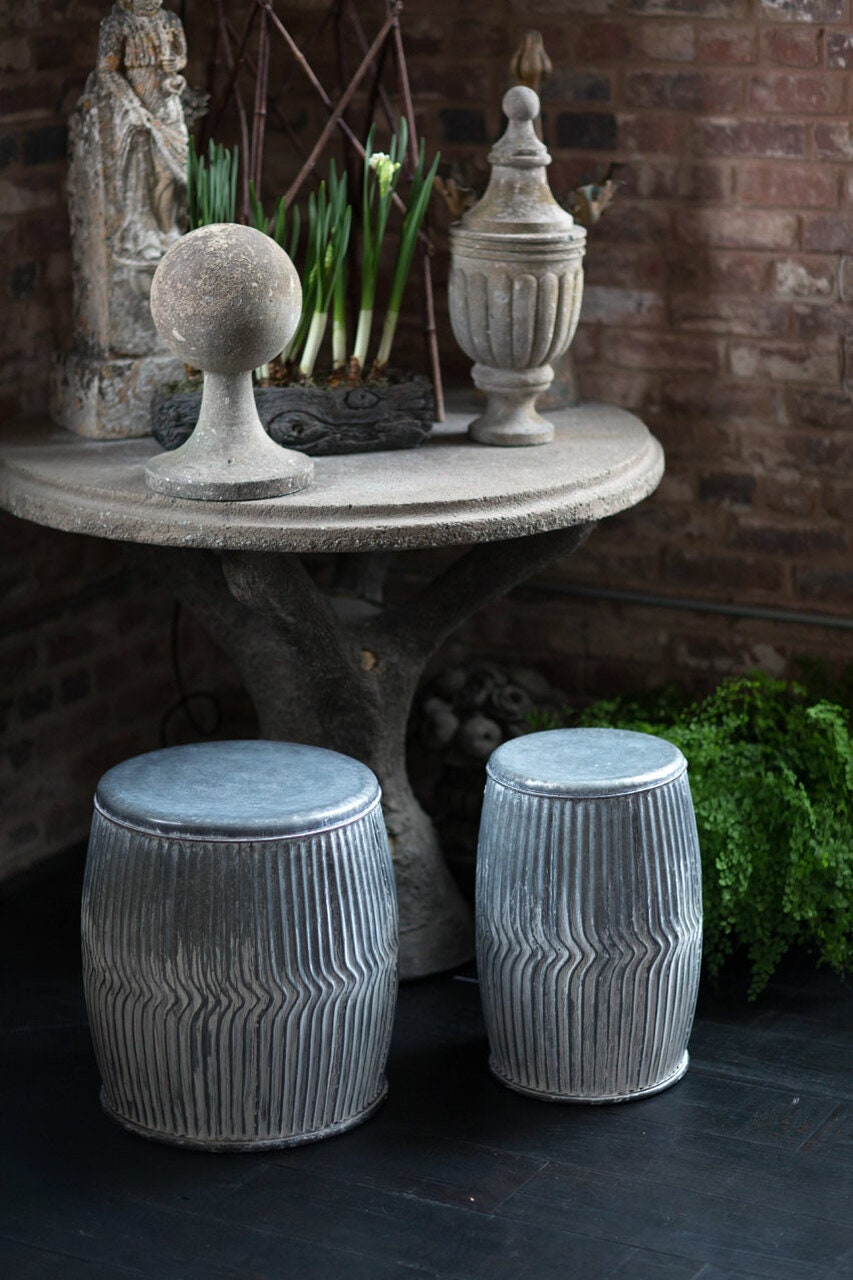 Galvanized Dolly Seats/Planters/Side Table Set of 2