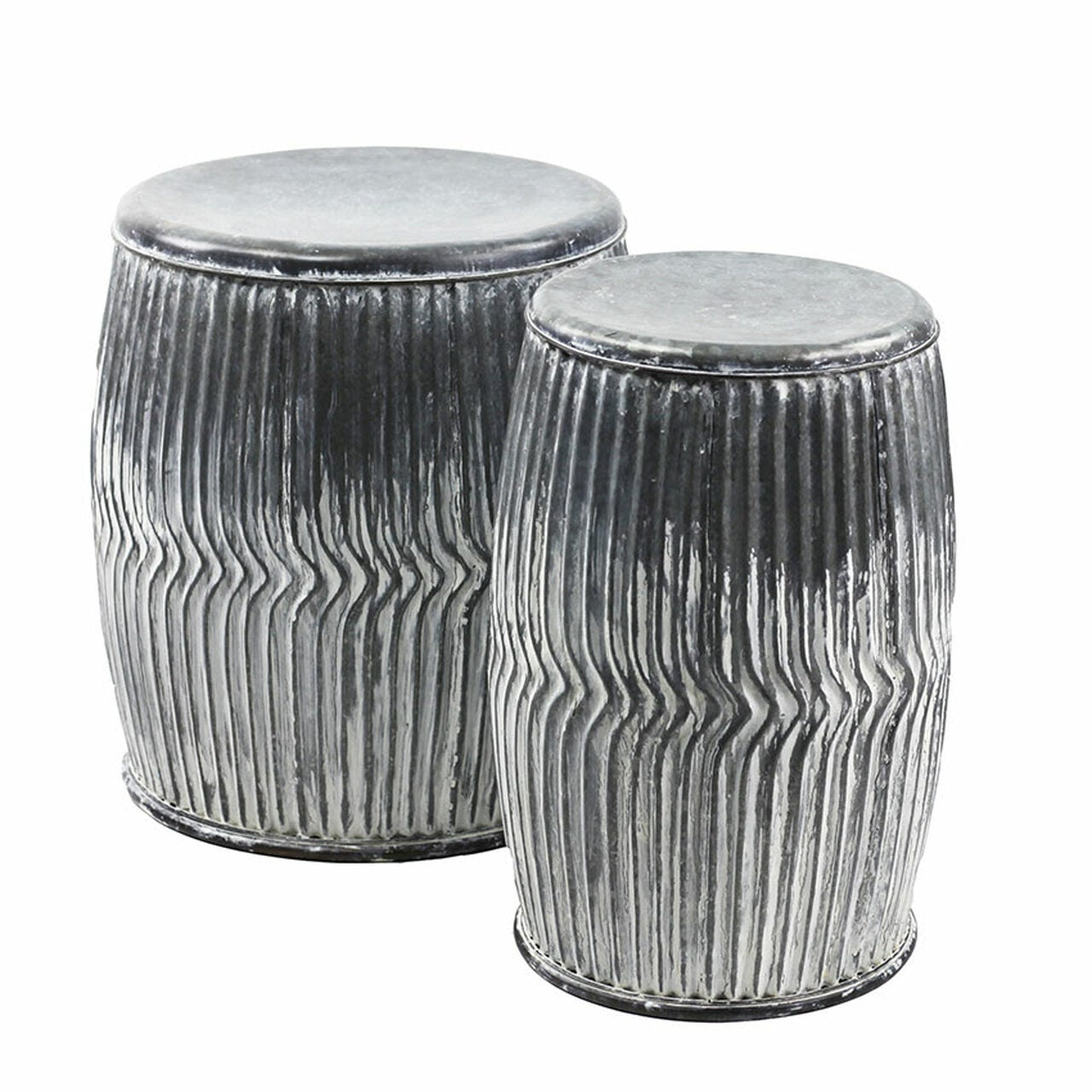 Galvanized Dolly Seats/Planters/Side Table Set of 2