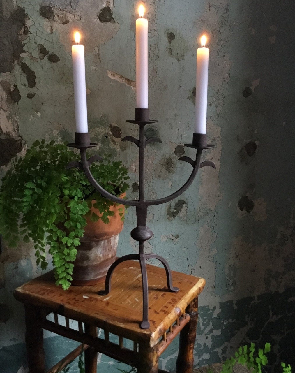 Iron Metal Rusted Candelabra