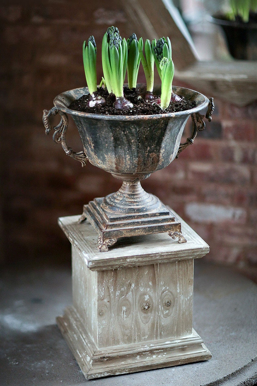 Distressed Black Metal Urn