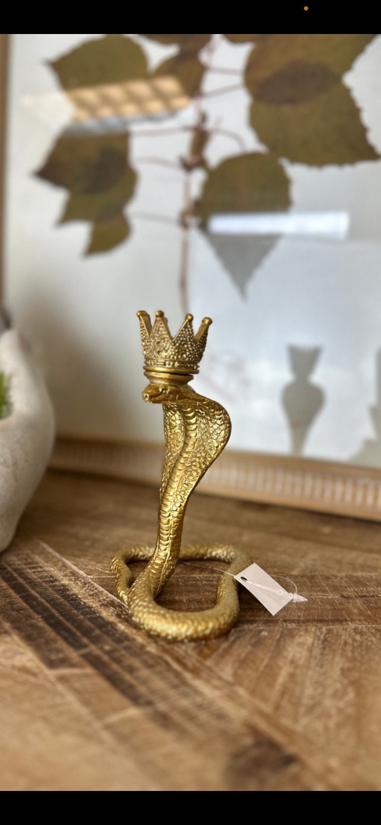 Golden snake resin candle holder