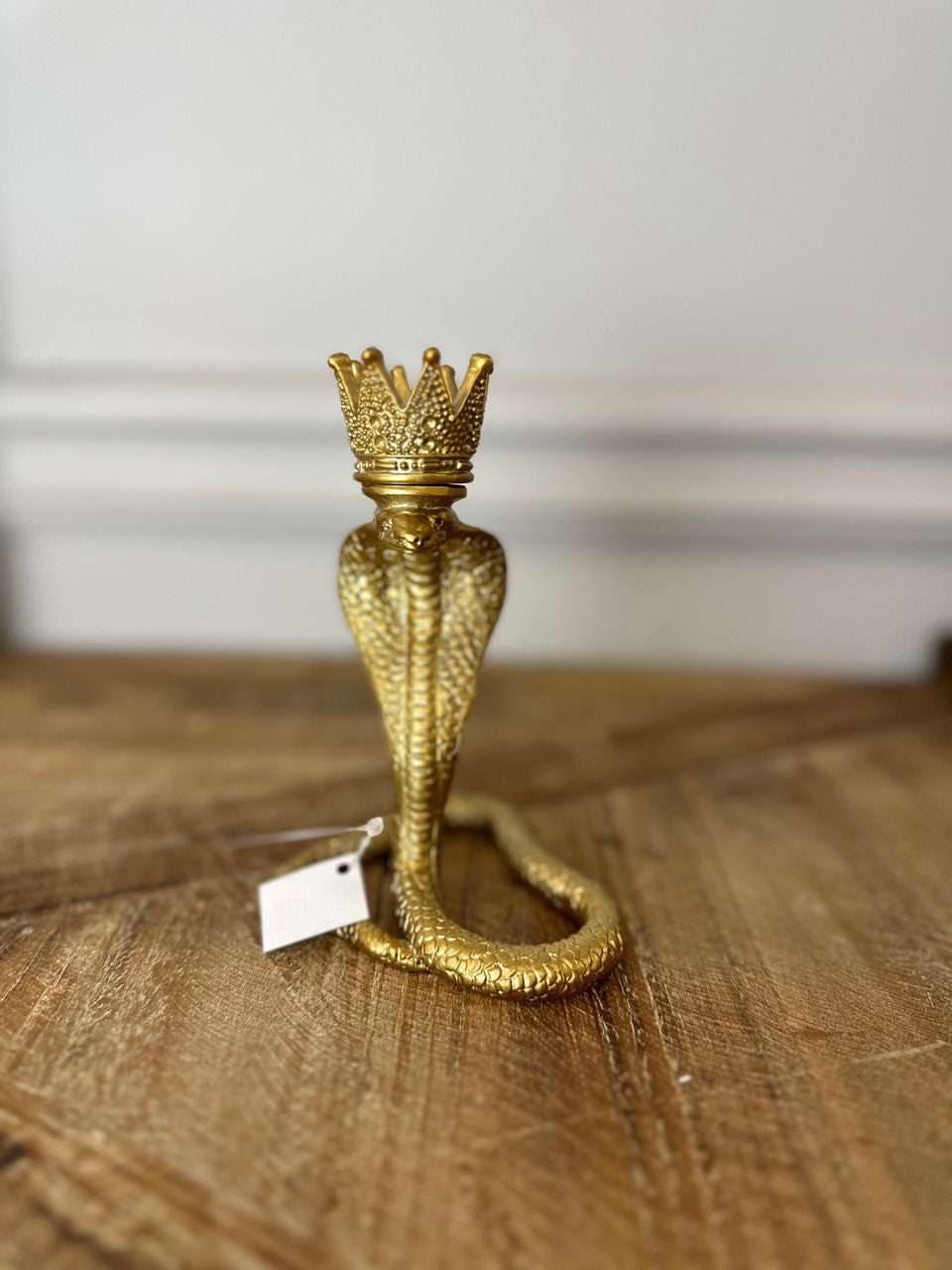 Golden snake resin candle holder