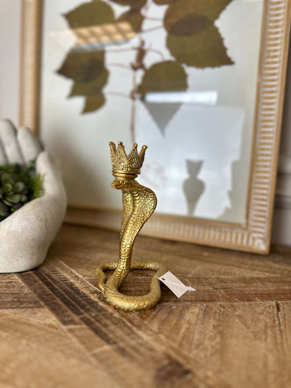 Golden snake resin candle holder