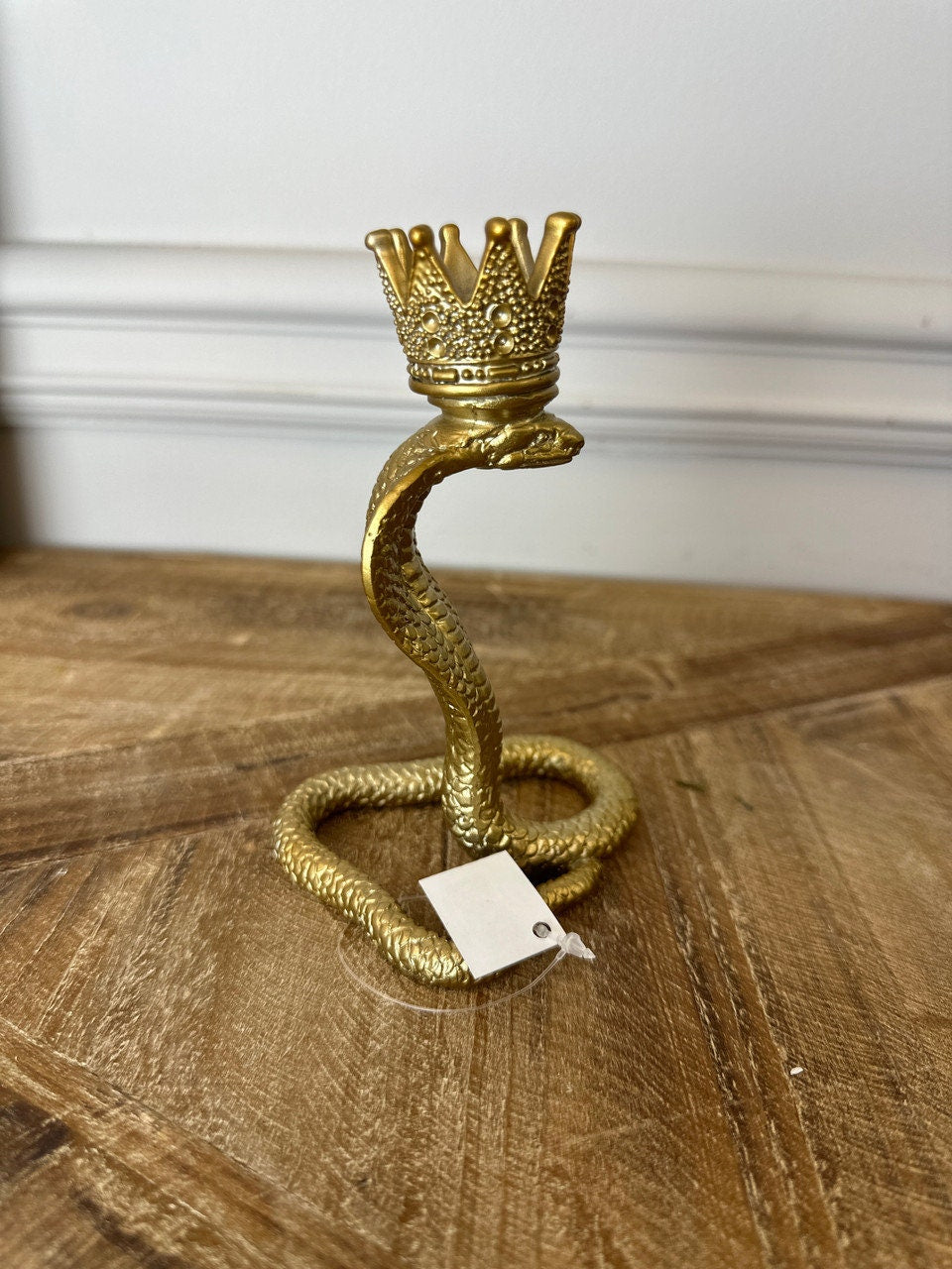 Golden snake resin candle holder